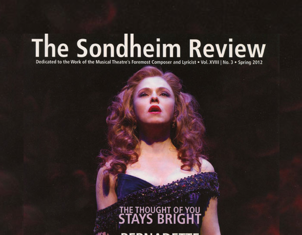 The Sondheim Review magazine cover featuring actress in evening gown, Vol. XVIII No. 3 Spring 2012 issue