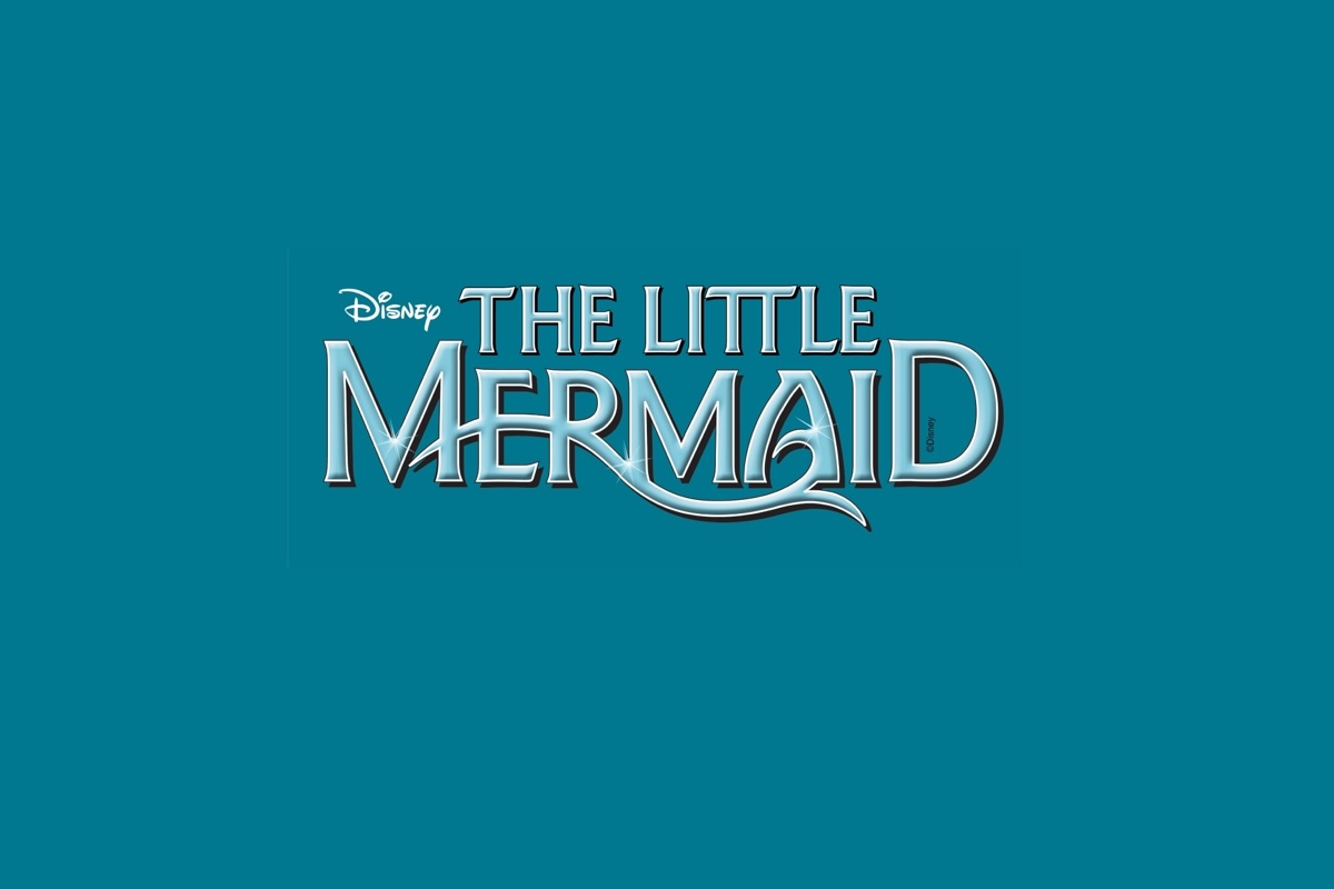 Disney's The Little Mermaid movie logo in silver text on teal blue background