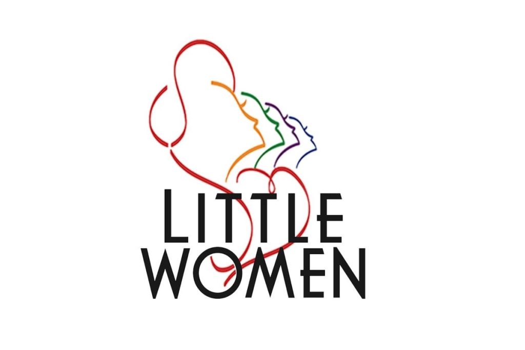 Little Women logo with colorful line art silhouettes of four women's profiles in red, orange, green and purple