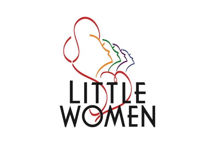 Little Women logo with colorful line art silhouettes of four women's profiles in red, orange, green and purple