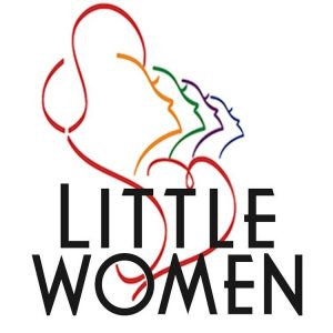 Little Women logo with colorful profile silhouettes of women's faces in artistic line art style